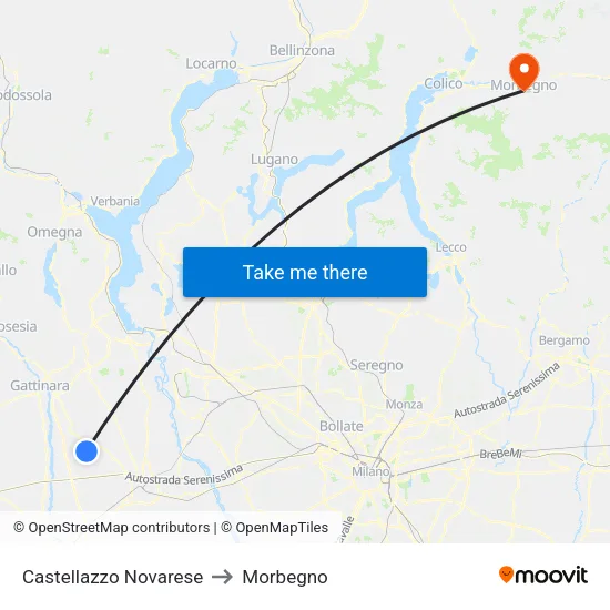 Castellazzo Novarese to Morbegno map