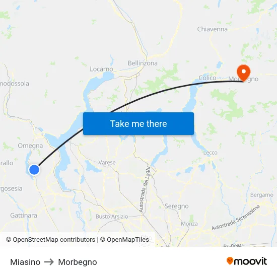 Miasino to Morbegno map