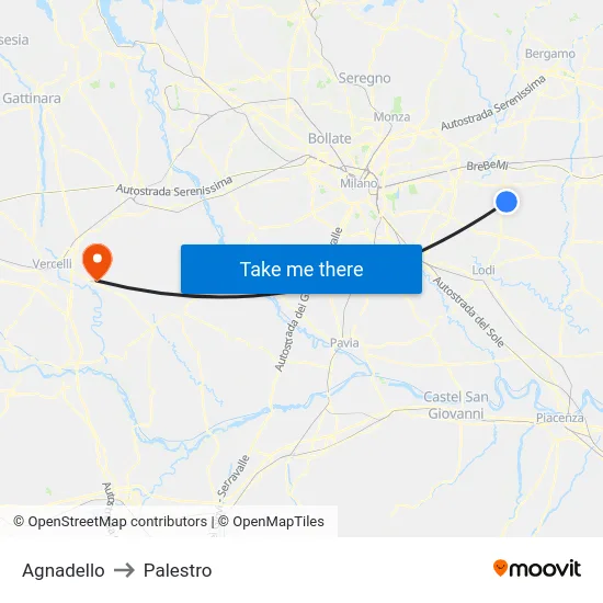 Agnadello to Palestro map