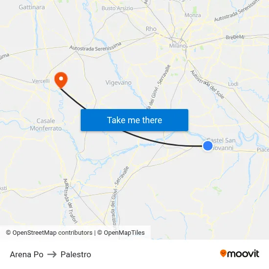 Arena Po to Palestro map