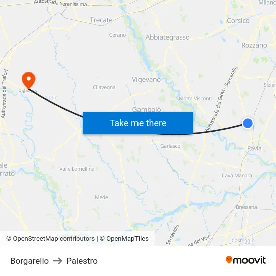 Borgarello to Palestro map