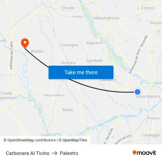 Carbonara Al Ticino to Palestro map