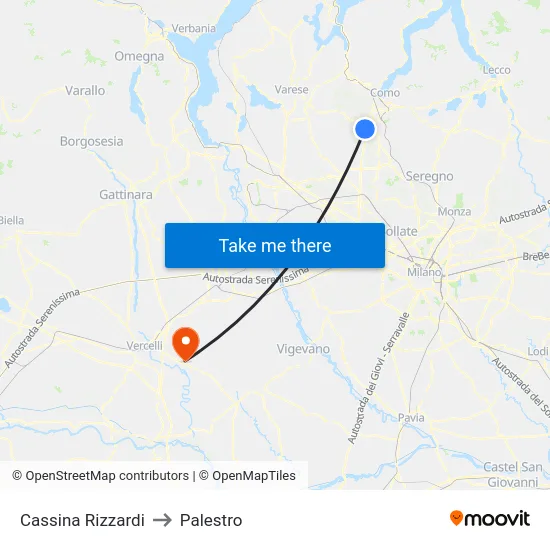 Cassina Rizzardi to Palestro map