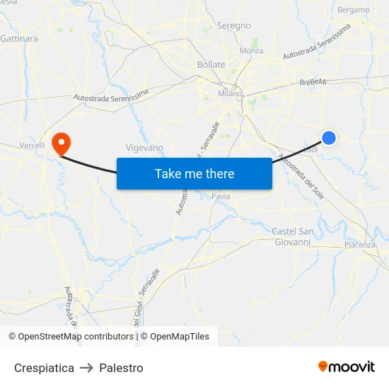 Crespiatica to Palestro map