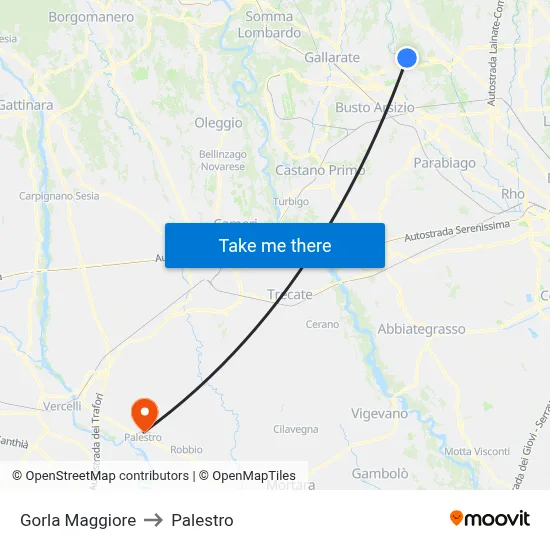 Gorla Maggiore to Palestro map