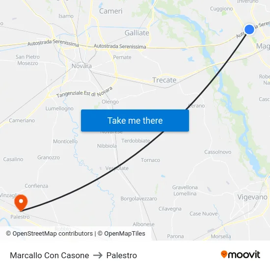Marcallo con Casone to Palestro map