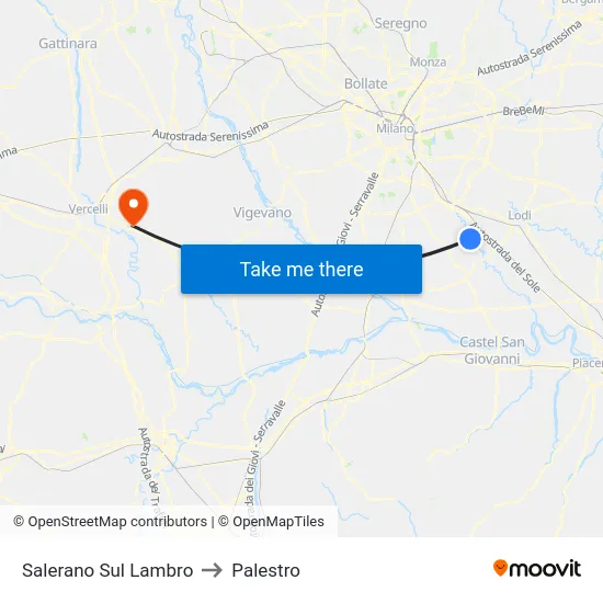 Salerano Sul Lambro to Palestro map