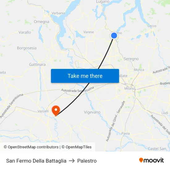 San Fermo Della Battaglia to Palestro map