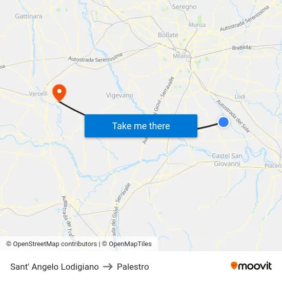 Sant' Angelo Lodigiano to Palestro map