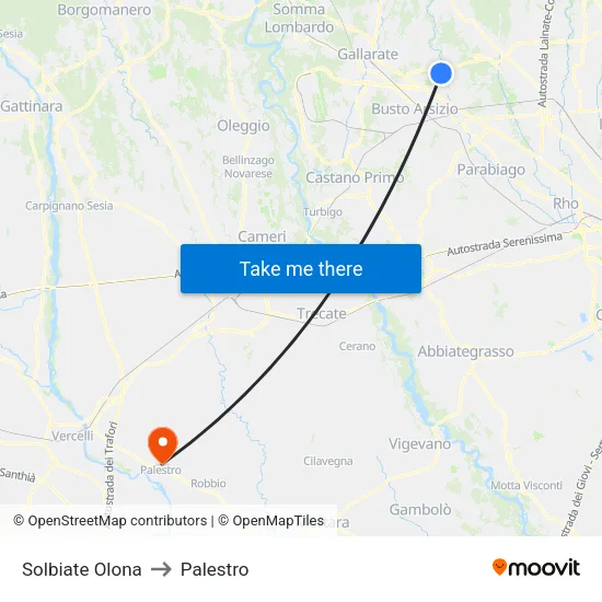Solbiate Olona to Palestro map