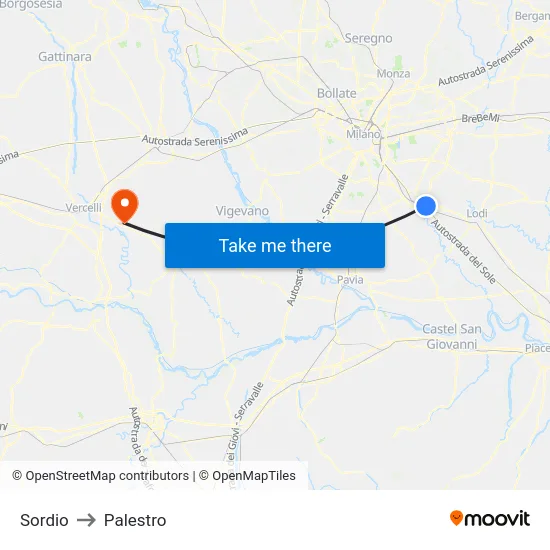 Sordio to Palestro map