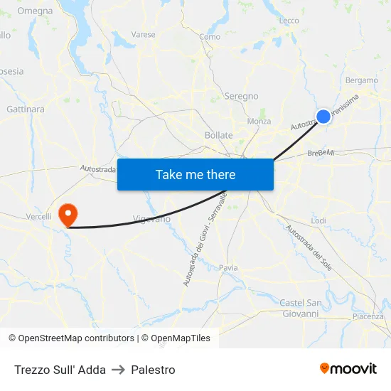Trezzo Sull' Adda to Palestro map
