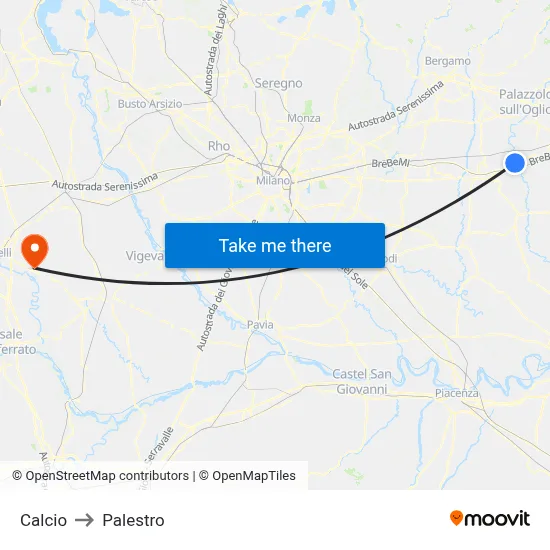 Calcio to Palestro map