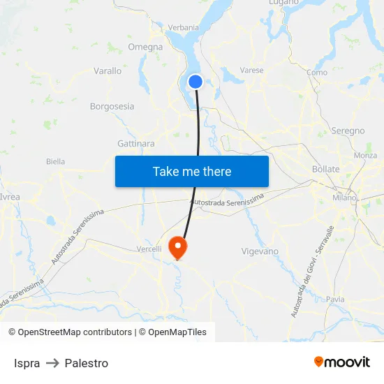 Ispra to Palestro map