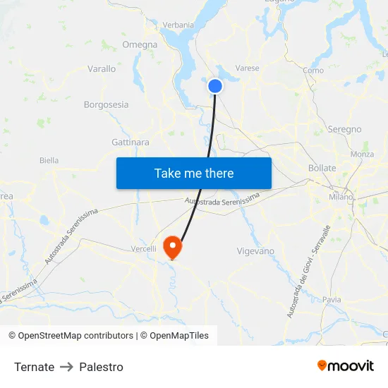 Ternate to Palestro map
