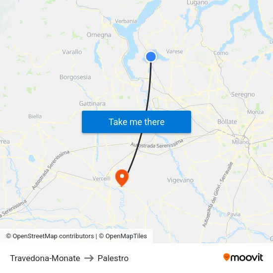 Travedona-Monate to Palestro map
