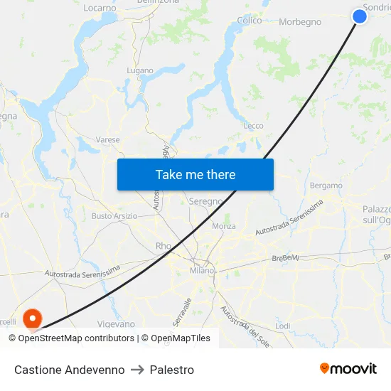 Castione Andevenno to Palestro map