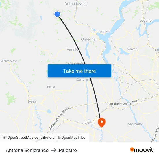 Antrona Schieranco to Palestro map