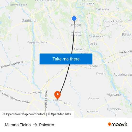 Marano Ticino to Palestro map