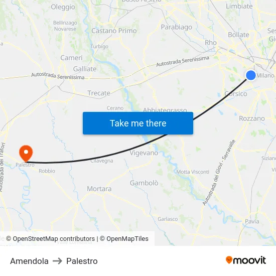 Amendola to Palestro map