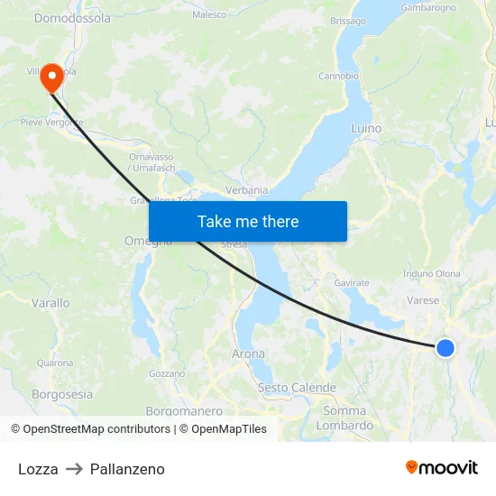 Lozza to Pallanzeno map