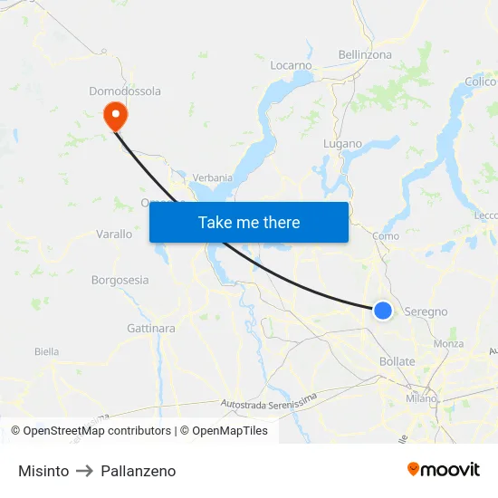 Misinto to Pallanzeno map