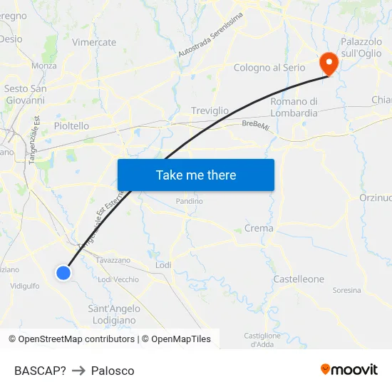 Bascap to Palosco map