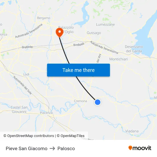 Pieve San Giacomo to Palosco map