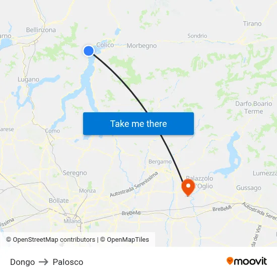 Dongo to Palosco map