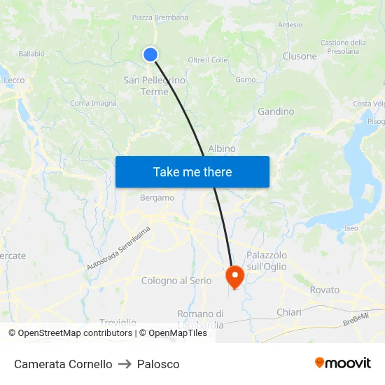 Camerata Cornello to Palosco map