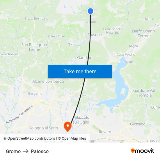 Gromo to Palosco map