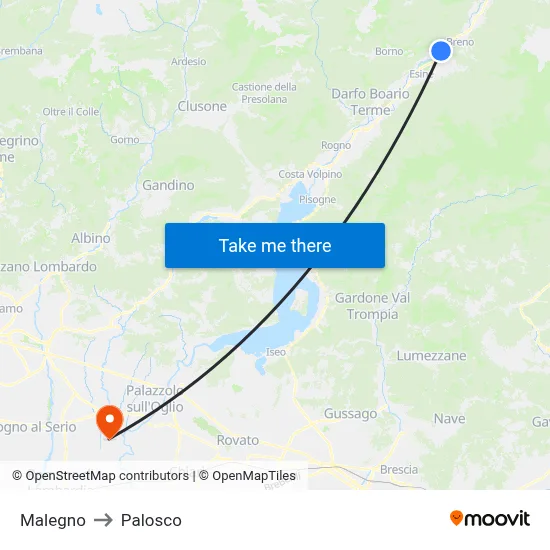 Malegno to Palosco map