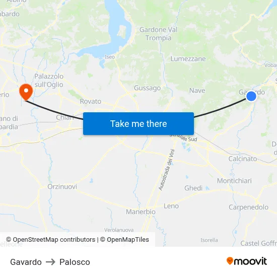 Gavardo to Palosco map