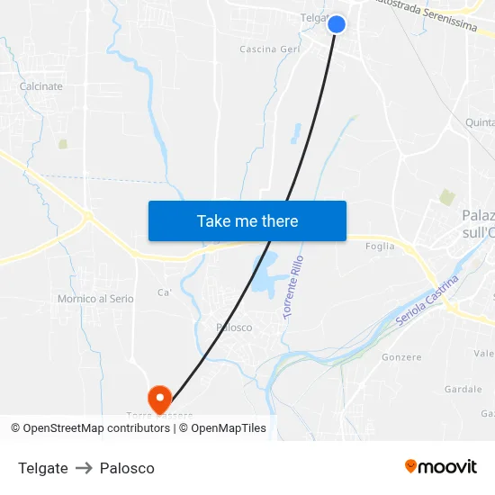 Telgate to Palosco map