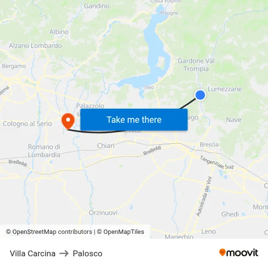 Villa Carcina to Palosco map