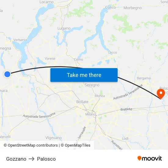 Gozzano to Palosco map