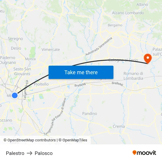 Palestro to Palosco map