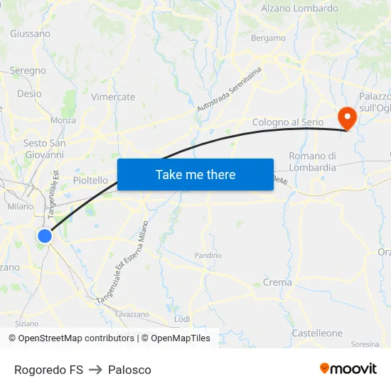 Rogoredo FS to Palosco map