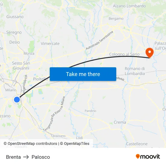 Brenta to Palosco map