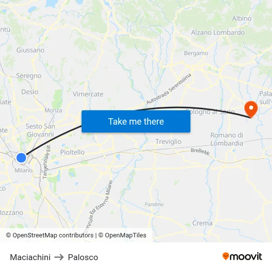 Maciachini to Palosco map