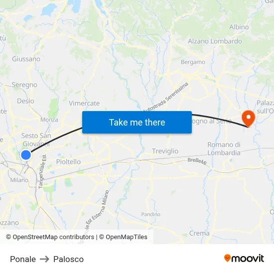 Ponale to Palosco map