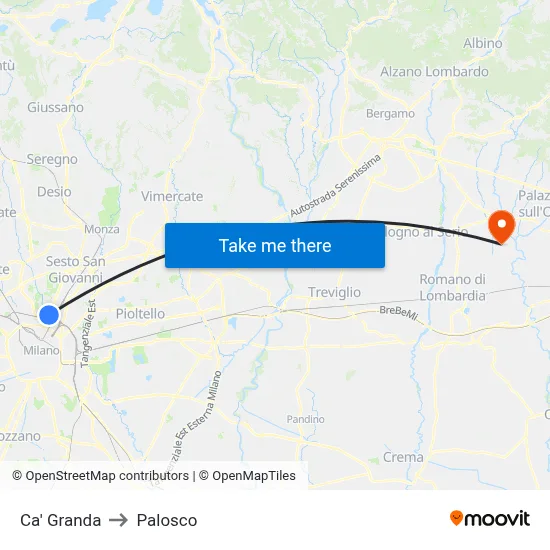 Ca' Granda to Palosco map