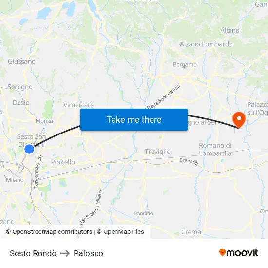 Sesto Rondò to Palosco map