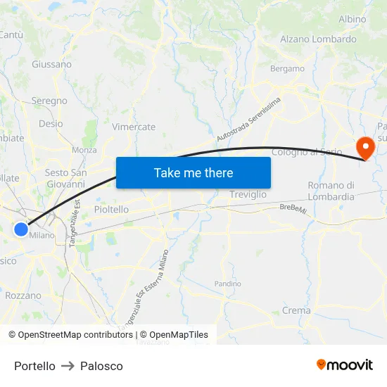 Portello to Palosco map