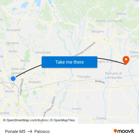 Ponale M5 to Palosco map