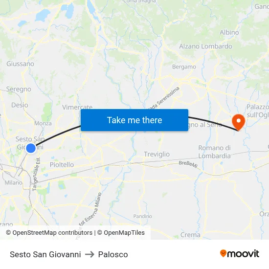 Sesto San Giovanni to Palosco map