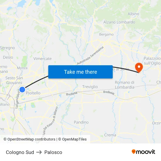 Cologno South to Palosco map