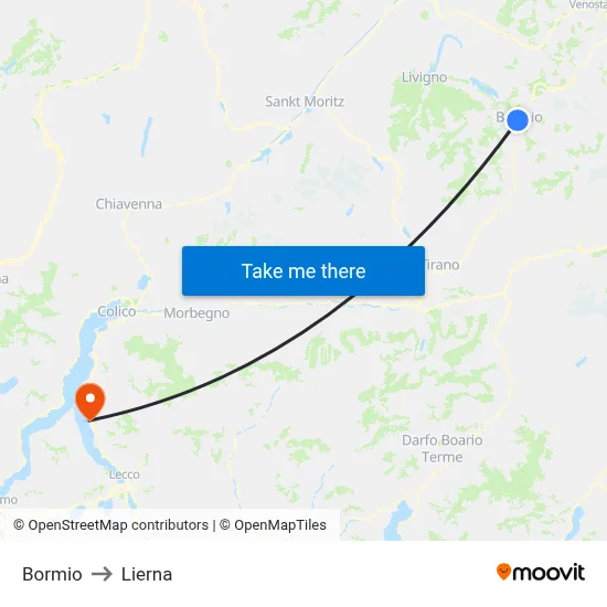 Bormio to Lierna map