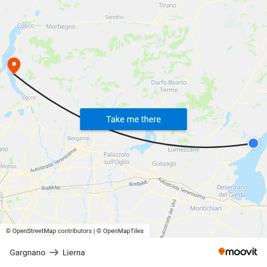 Gargnano to Lierna map