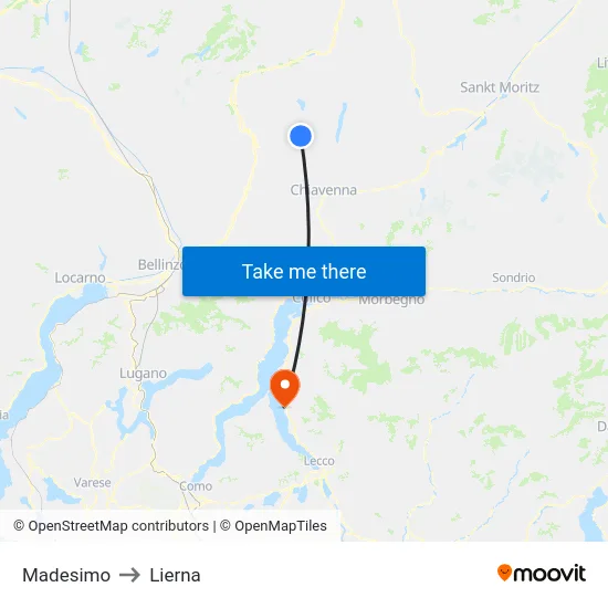 Madesimo to Lierna map